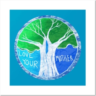 Love Your Mother Earth Batik like landscape Posters and Art